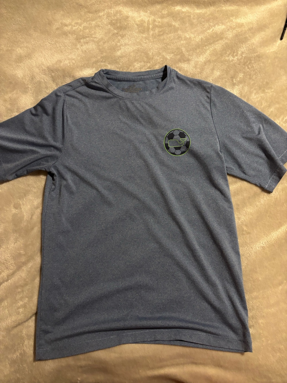 Vineyard Vines Boy's Short Sleeve Tee — Dark Grayish Blue with Lime Accent